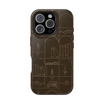 Vintage Library Books & Candle Pattern - Impact-Resistant Phone Case