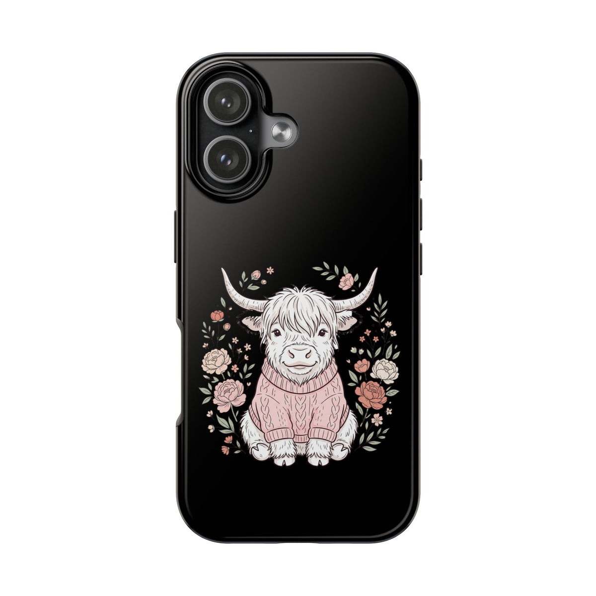 Highland Cow Floral Tough Phone Case