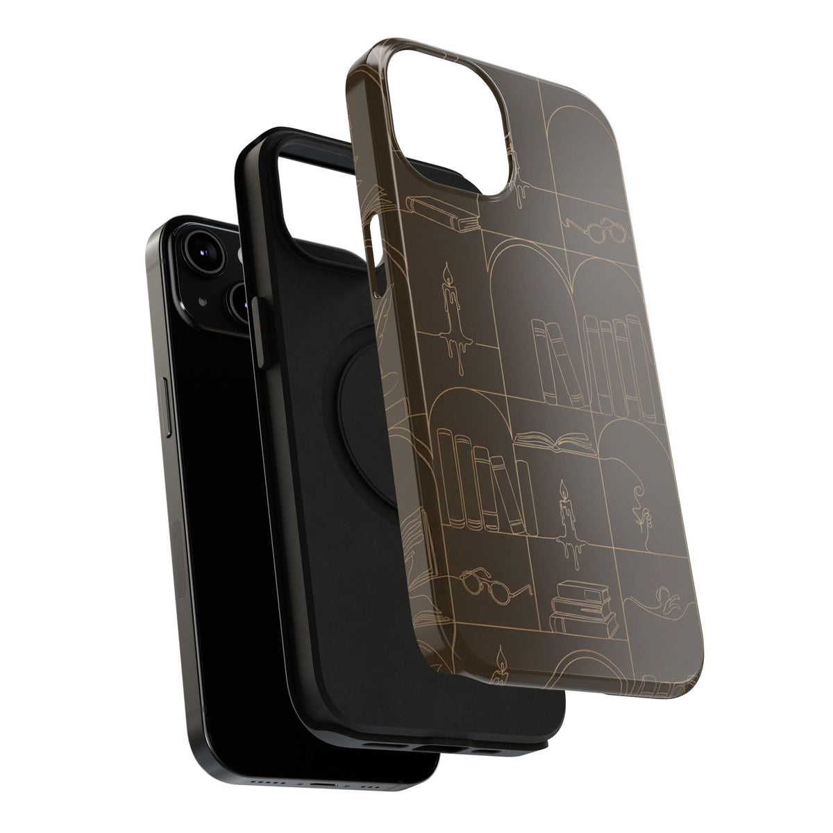 Vintage Library Books & Candle Pattern - Impact-Resistant Phone Case