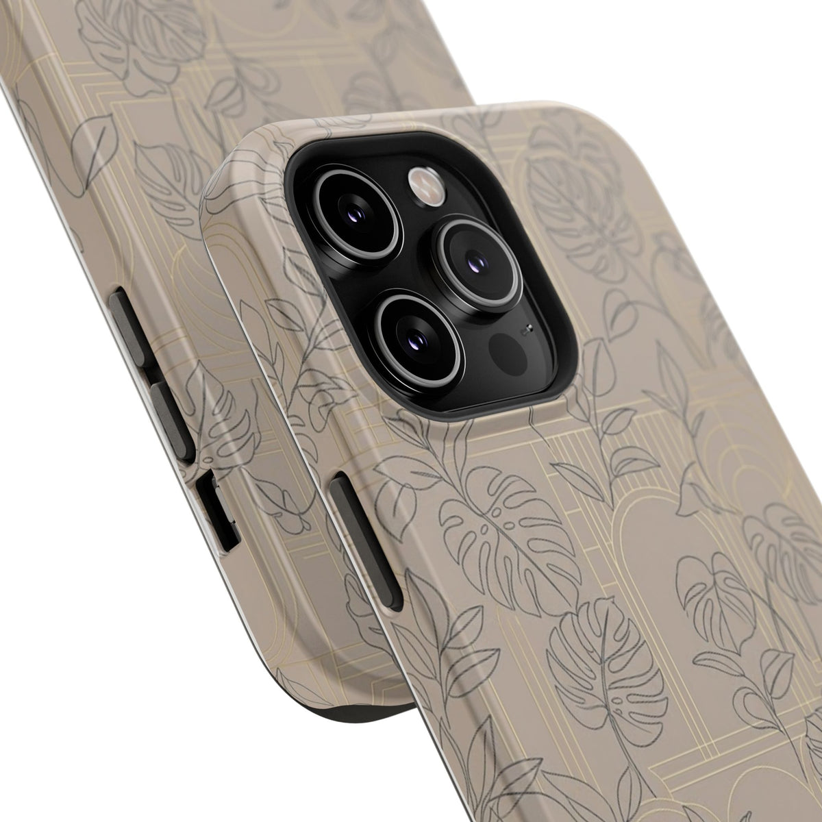 Neutral Leaf Pattern - Impact Resistant Phone Case