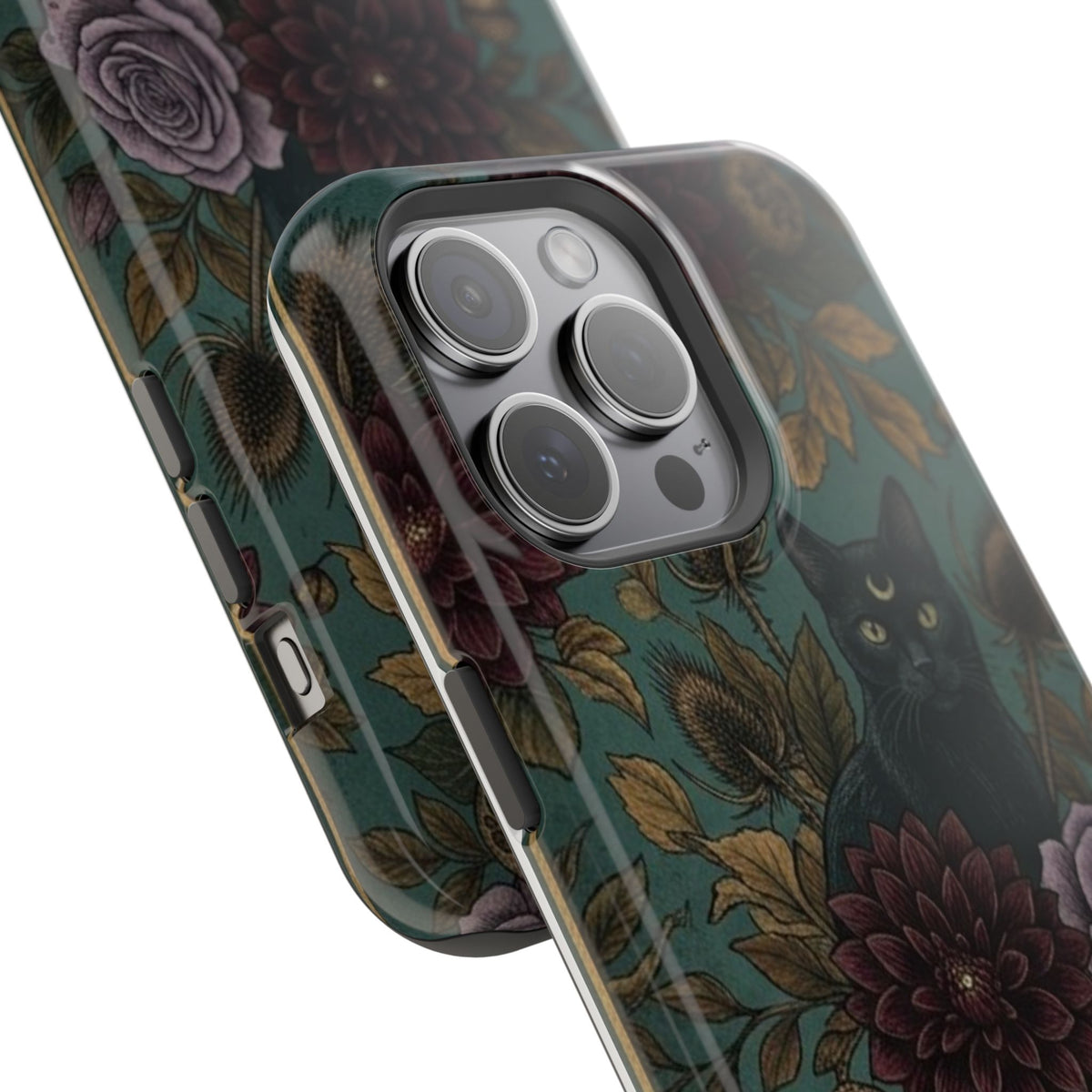 Botanical Black Cat - Impact Resistant Phone Case