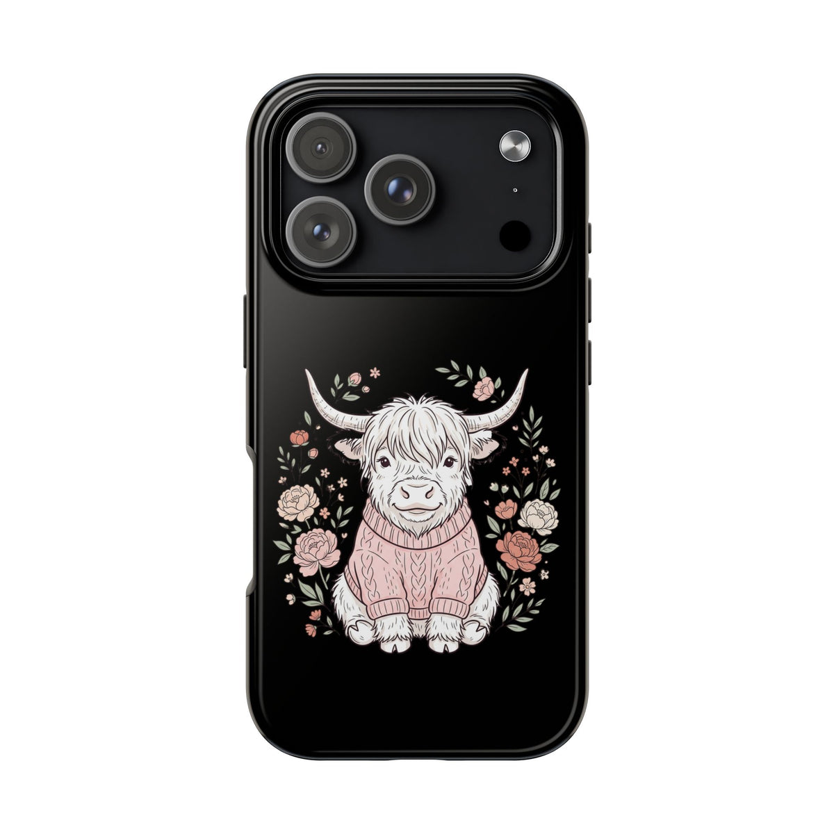 Highland Cow Floral Tough Phone Case