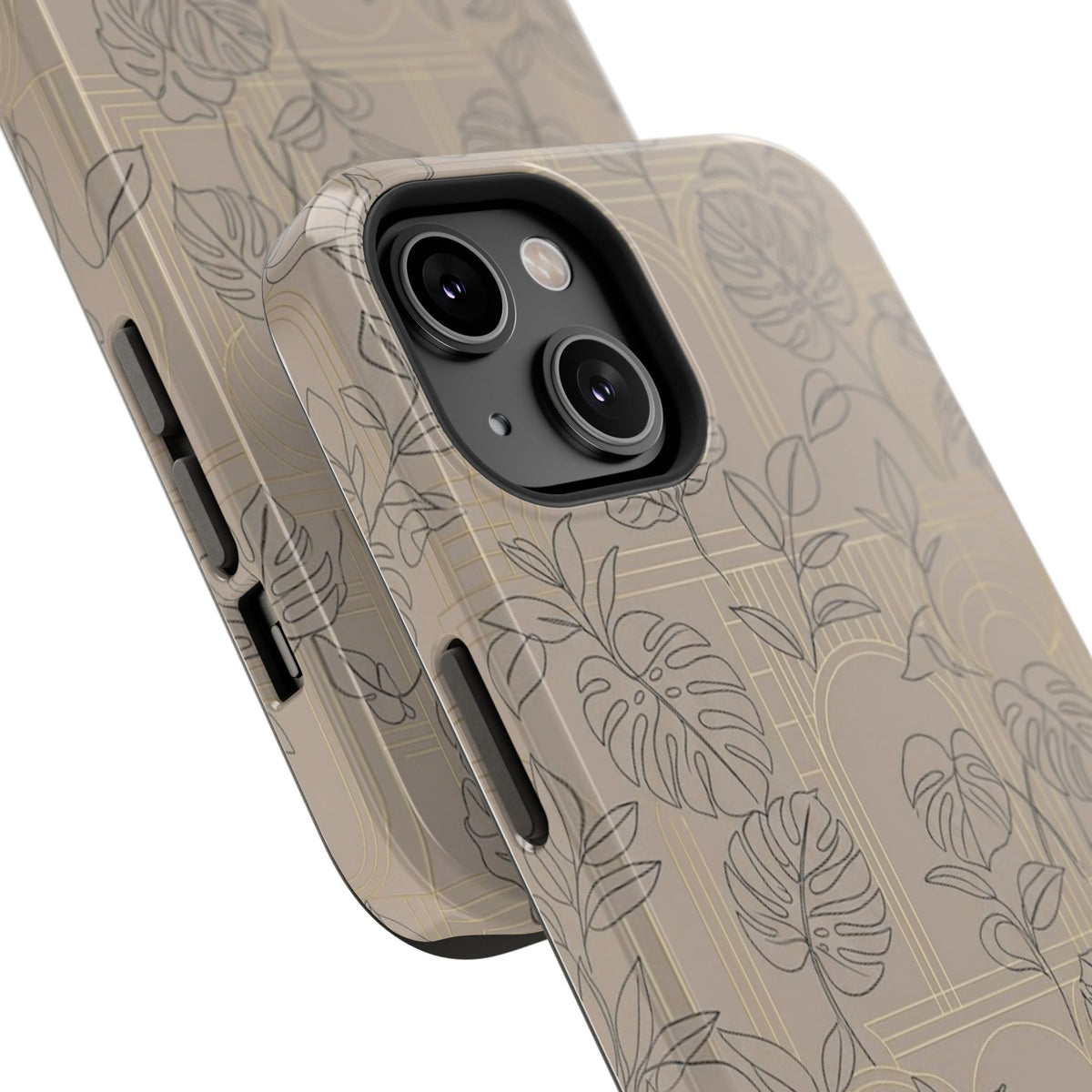 Neutral Leaf Pattern - Impact Resistant Phone Case