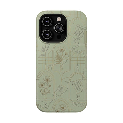Vintage Botanical Script Design - Impact Resistant Phone Case