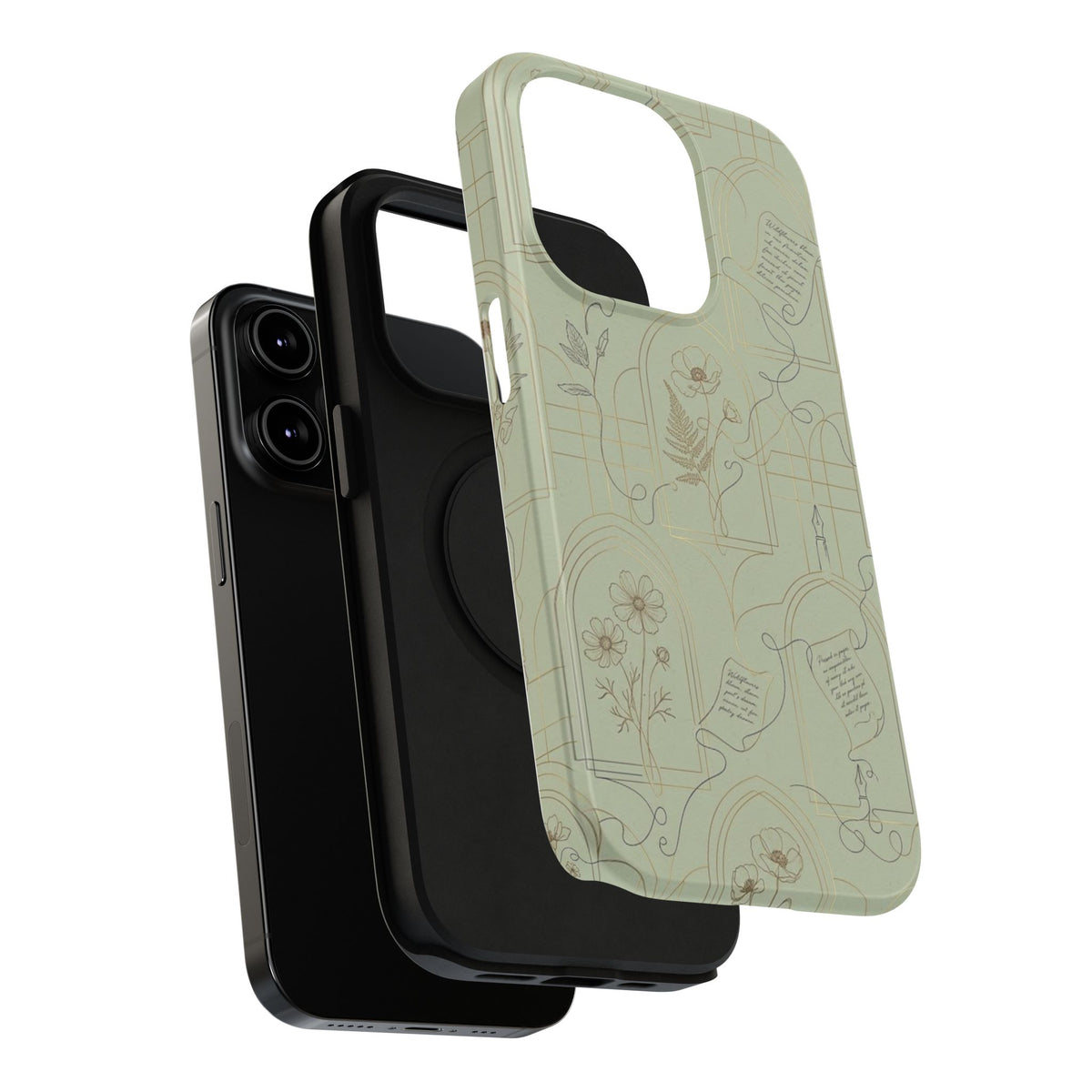 Vintage Botanical Script Design - Impact Resistant Phone Case
