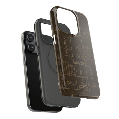 Vintage Library Books & Candle Pattern - Impact-Resistant Phone Case