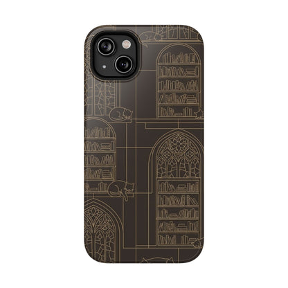 Cat Library Bookshelf Phone Case