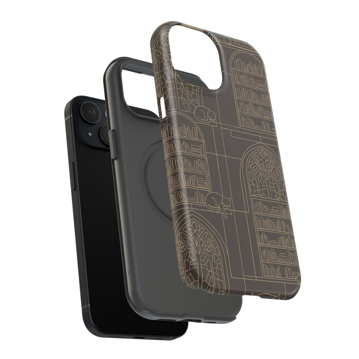 Cat Library Bookshelf Phone Case