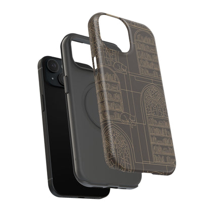 Cat Library Bookshelf Phone Case