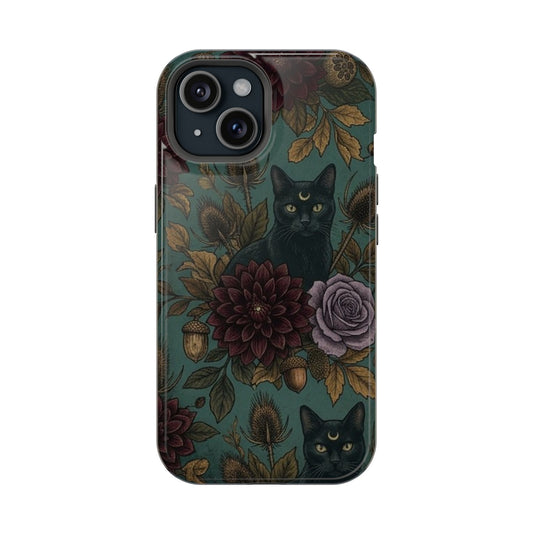 Botanical Black Cat - Impact Resistant Phone Case