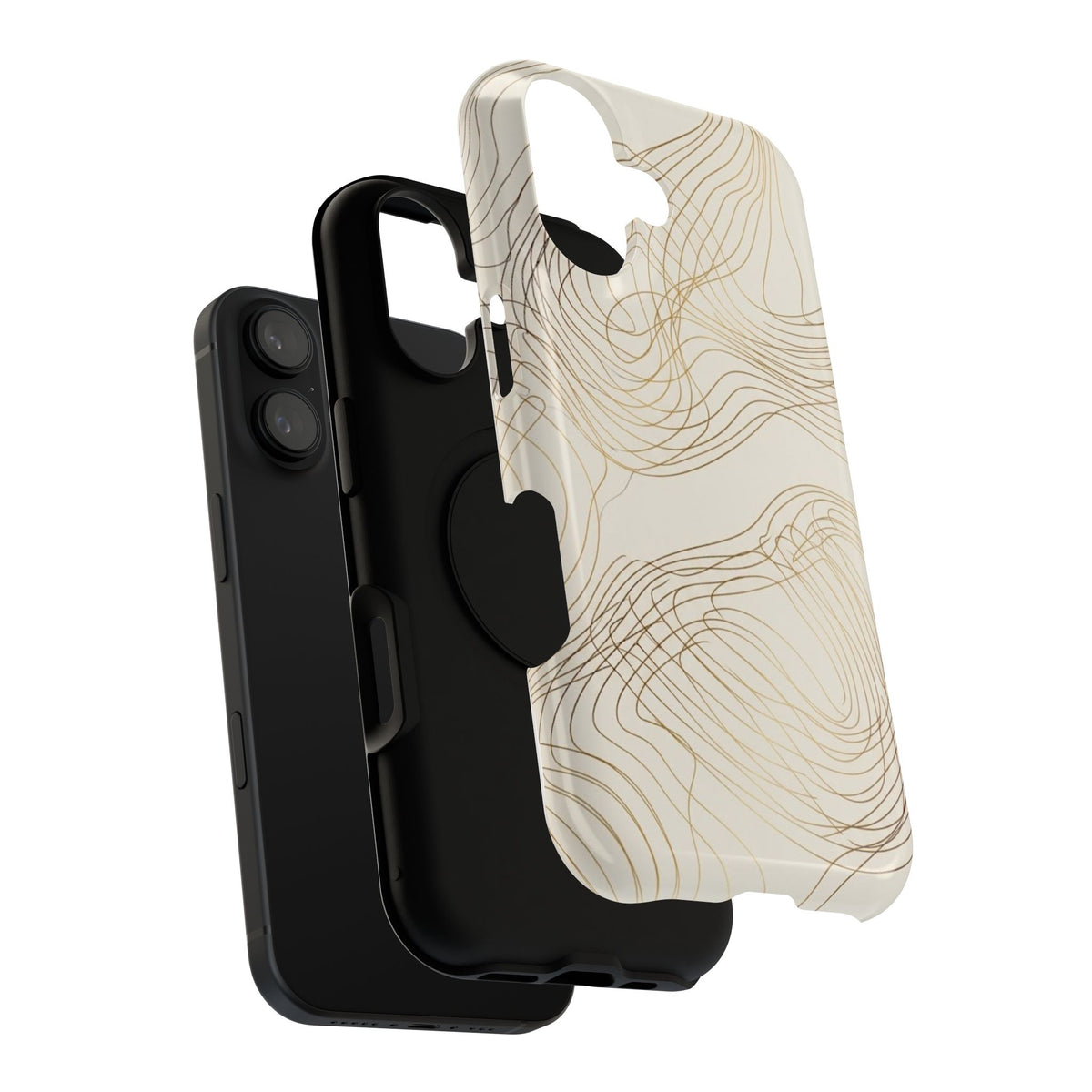 Neutral Gold Wave Pattern - Impact-Resistant Phone Case