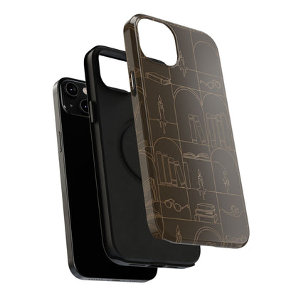 Vintage Library Books & Candle Pattern - Impact-Resistant Phone Case
