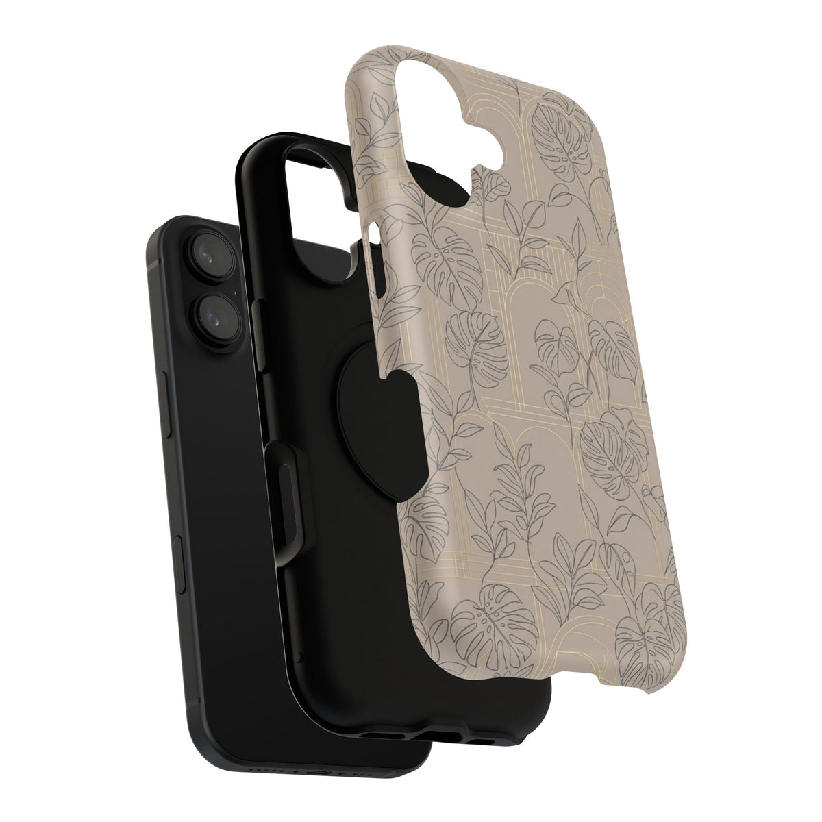 Neutral Leaf Pattern - Impact Resistant Phone Case