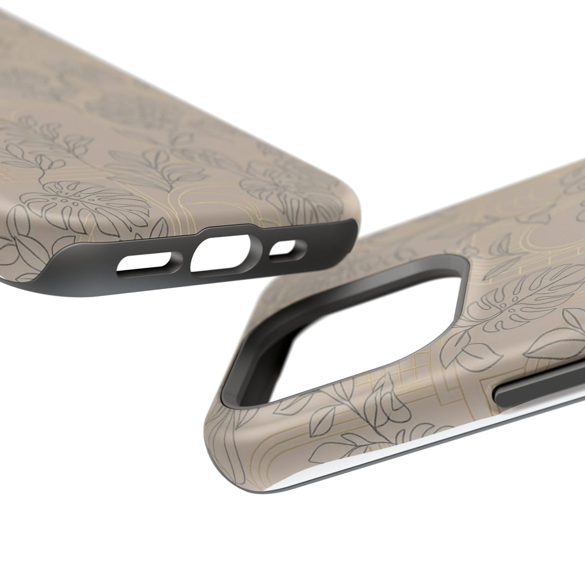 Neutral Leaf Pattern - Impact Resistant Phone Case