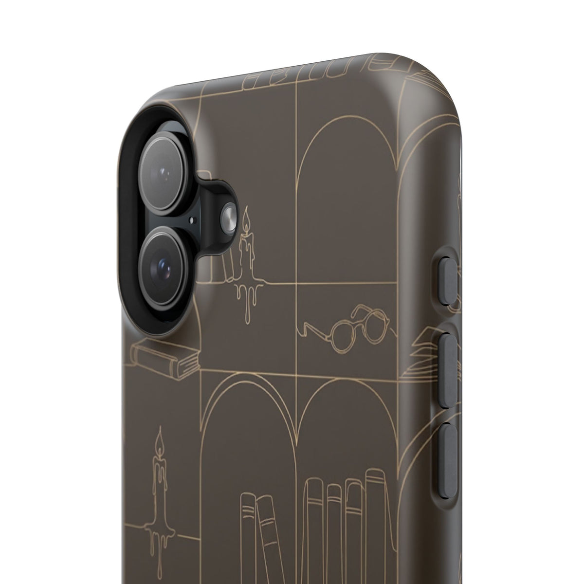 Vintage Library Books & Candle Pattern - Impact-Resistant Phone Case