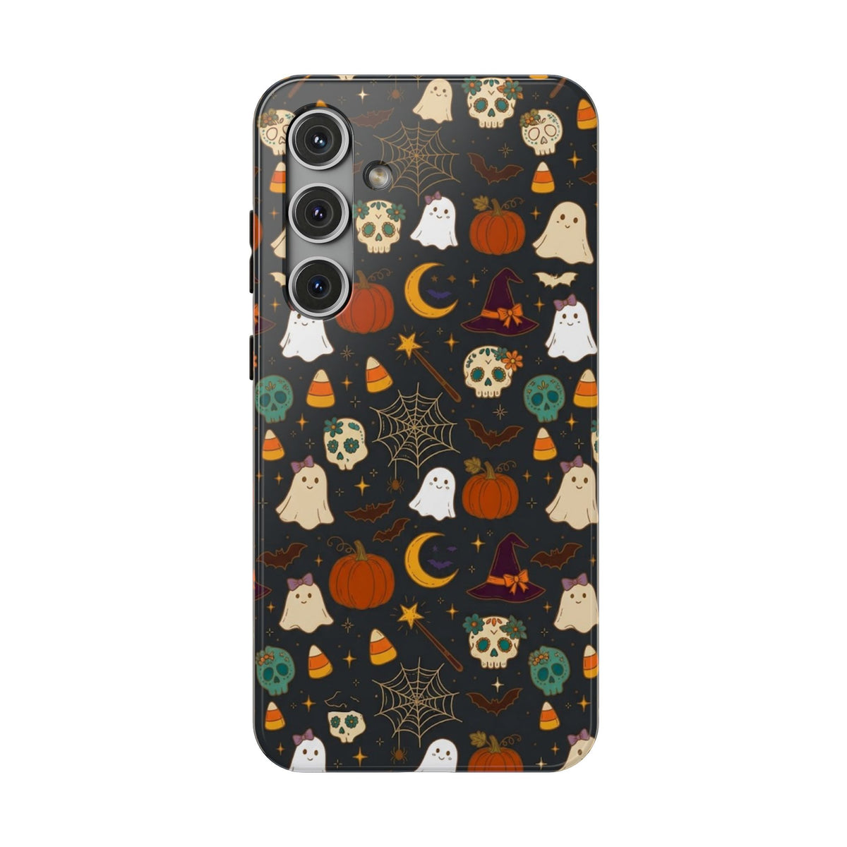Ghosts, Pumpkins & Skulls Pattern - Impact Resistant Phone Case