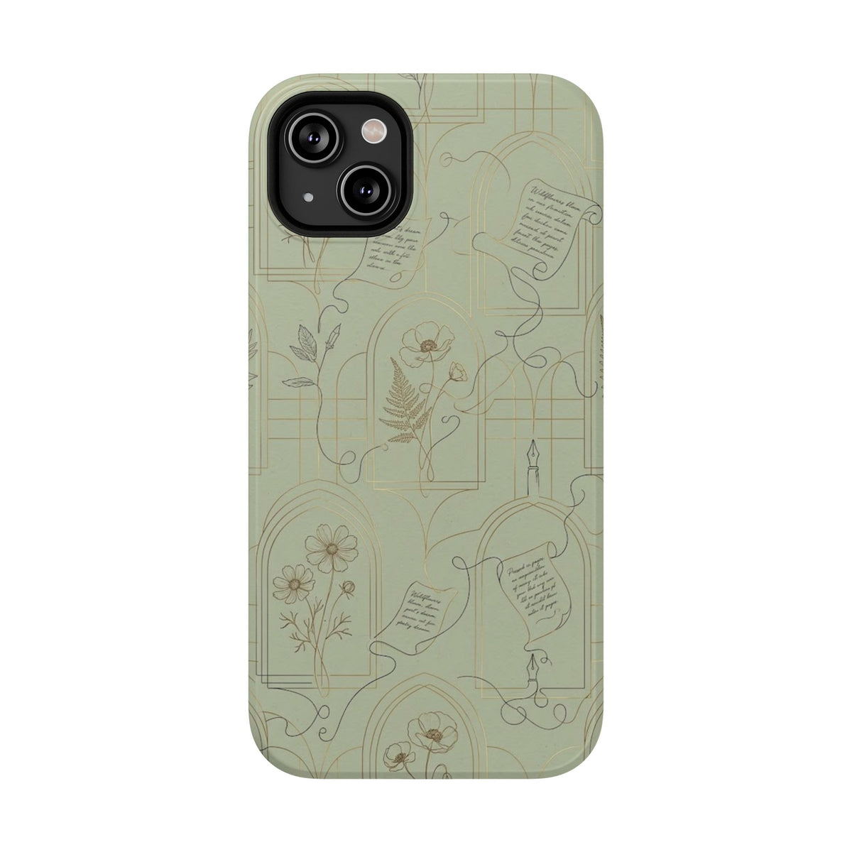 Vintage Botanical Script Design - Impact Resistant Phone Case