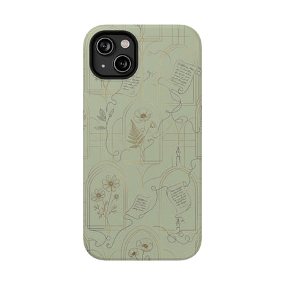 Vintage Botanical Script Design - Impact Resistant Phone Case