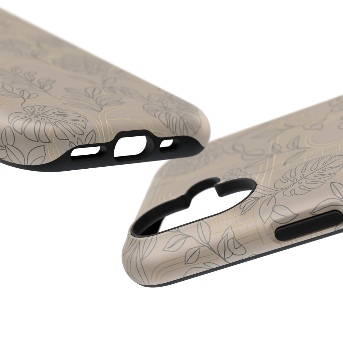 Neutral Leaf Pattern - Impact Resistant Phone Case