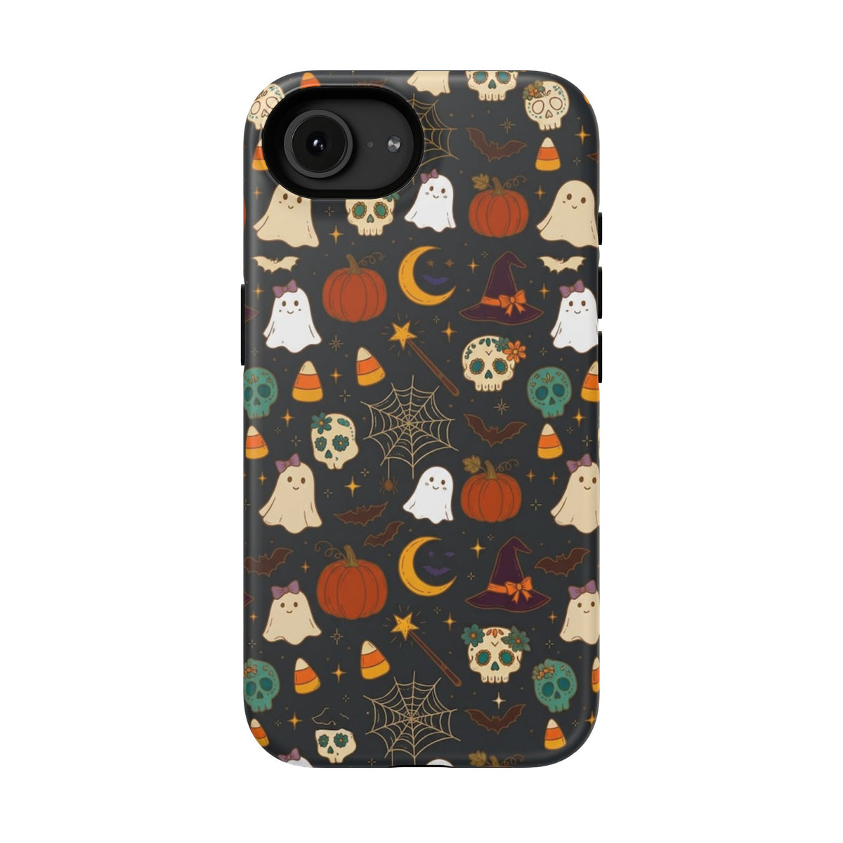 Ghosts, Pumpkins & Skulls Pattern - Impact Resistant Phone Case