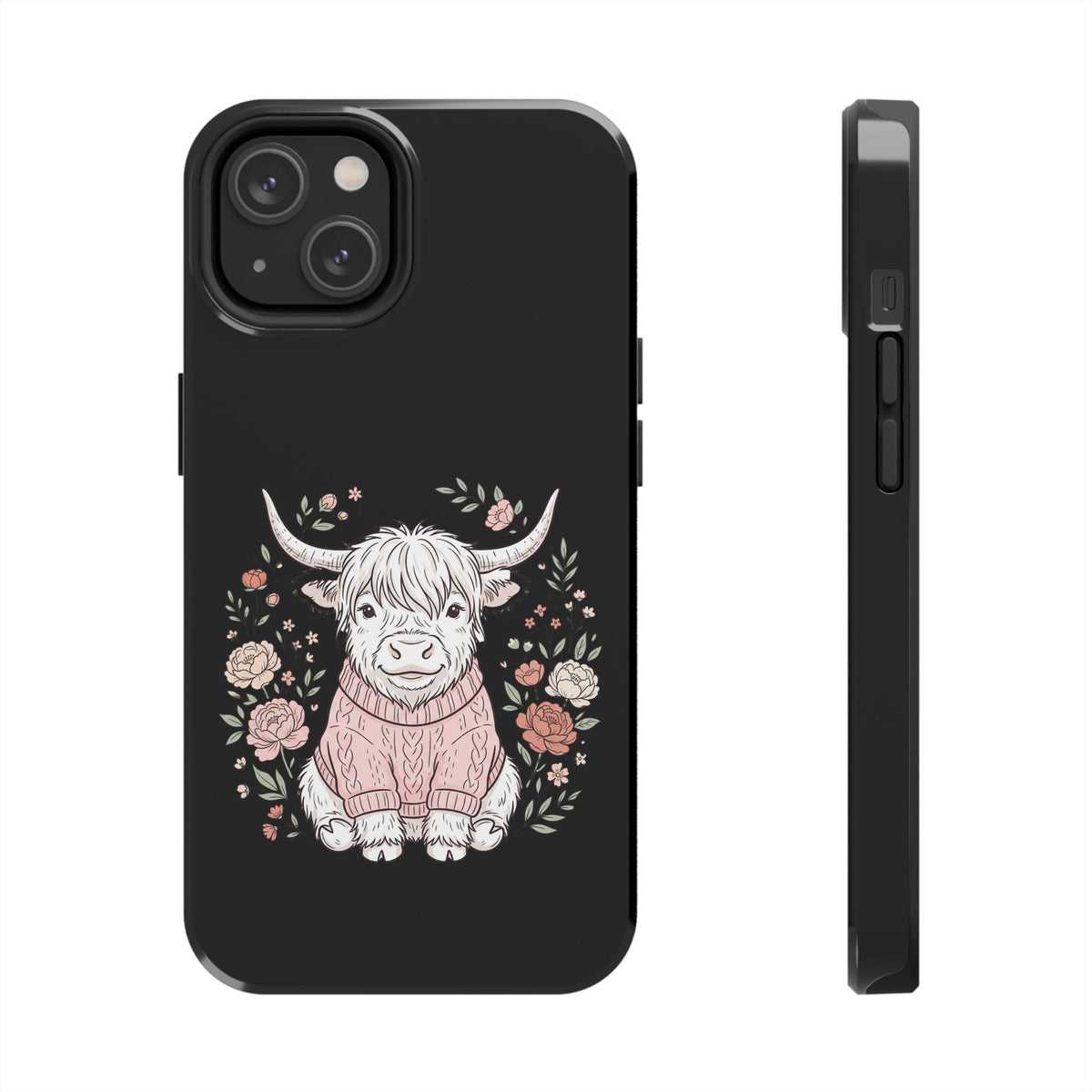 Highland Cow Floral Tough Phone Case