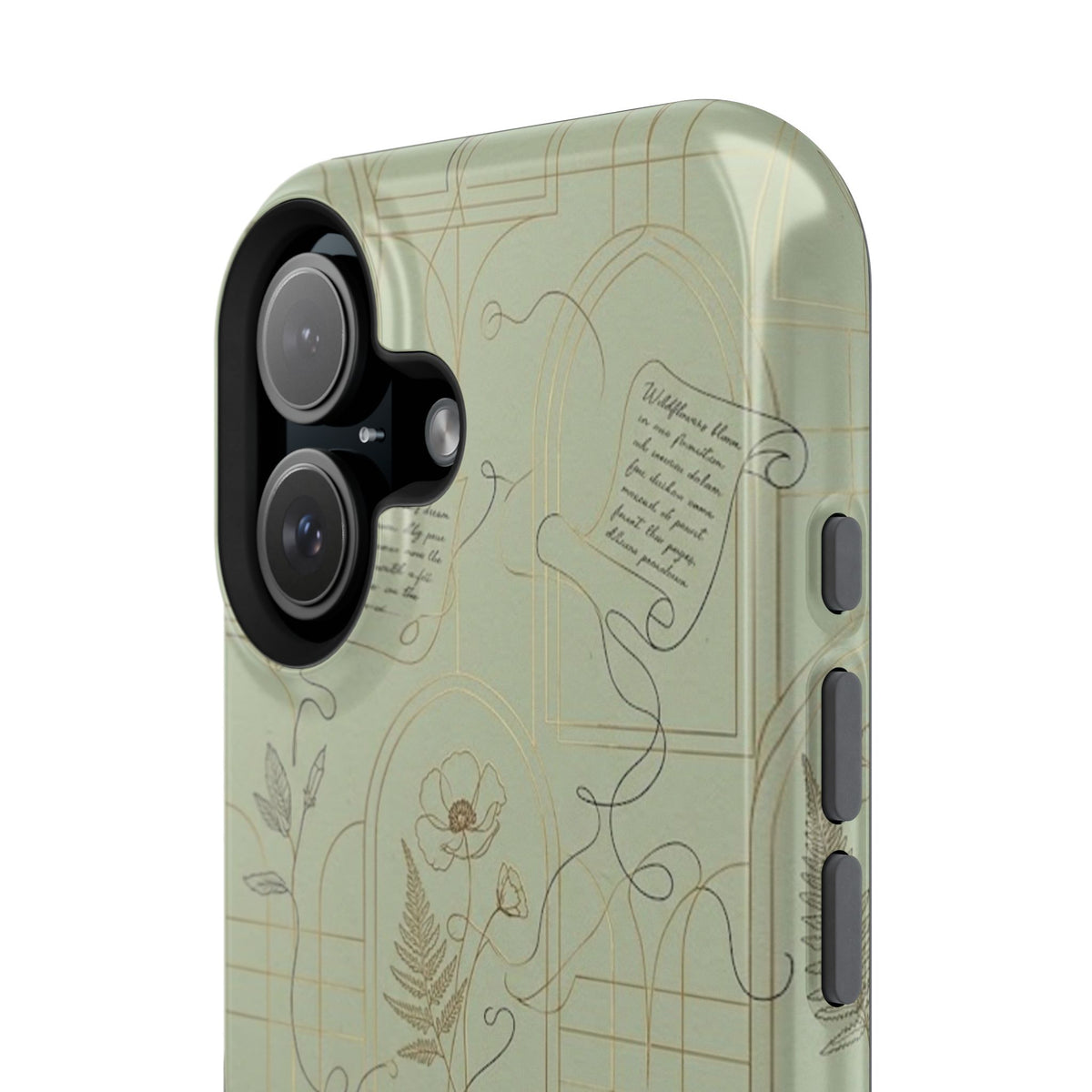 Vintage Botanical Script Design - Impact Resistant Phone Case