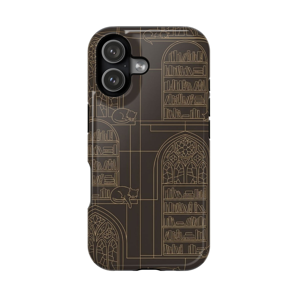 Cat Library Bookshelf Phone Case