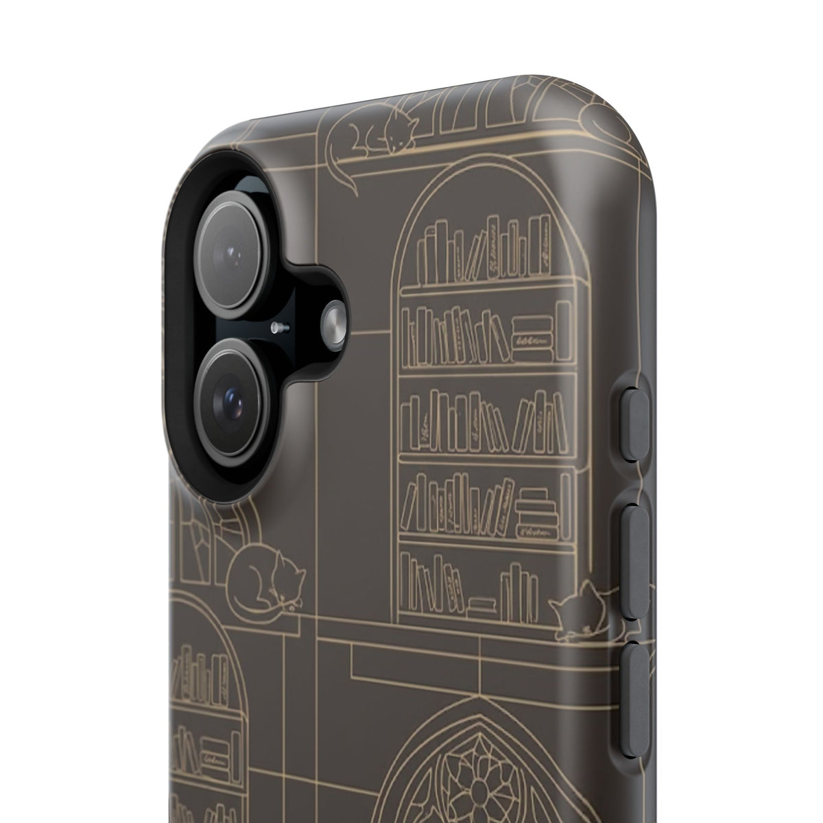 Cat Library Bookshelf Phone Case