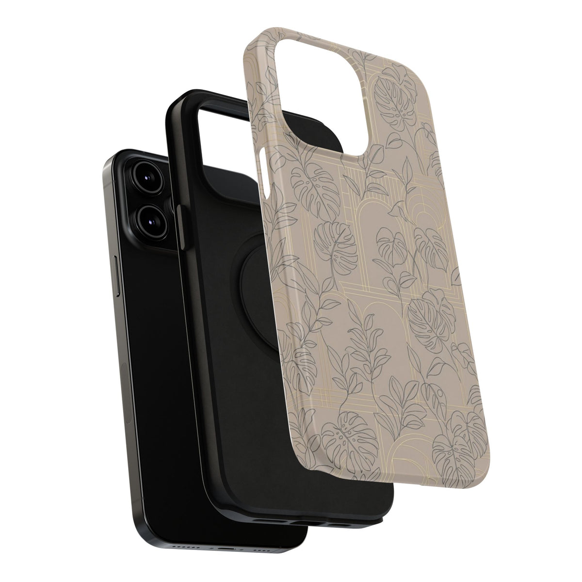 Neutral Leaf Pattern - Impact Resistant Phone Case