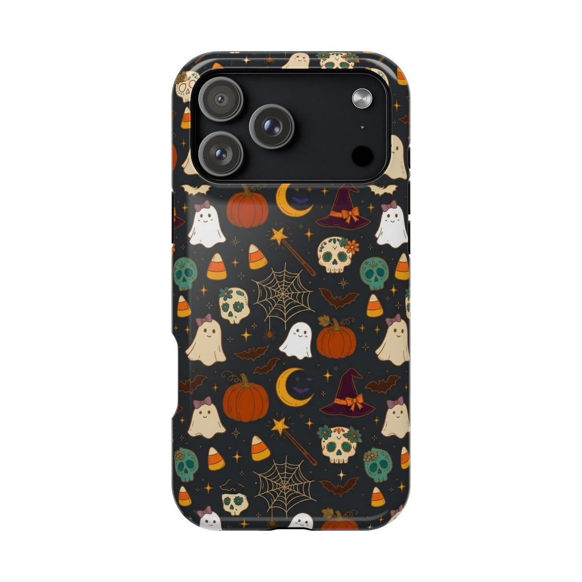 Ghosts, Pumpkins & Skulls Pattern - Impact Resistant Phone Case