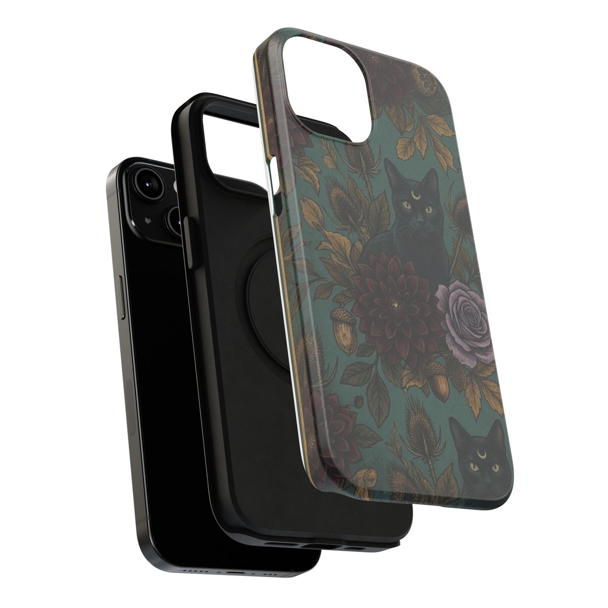 Botanical Black Cat - Impact Resistant Phone Case