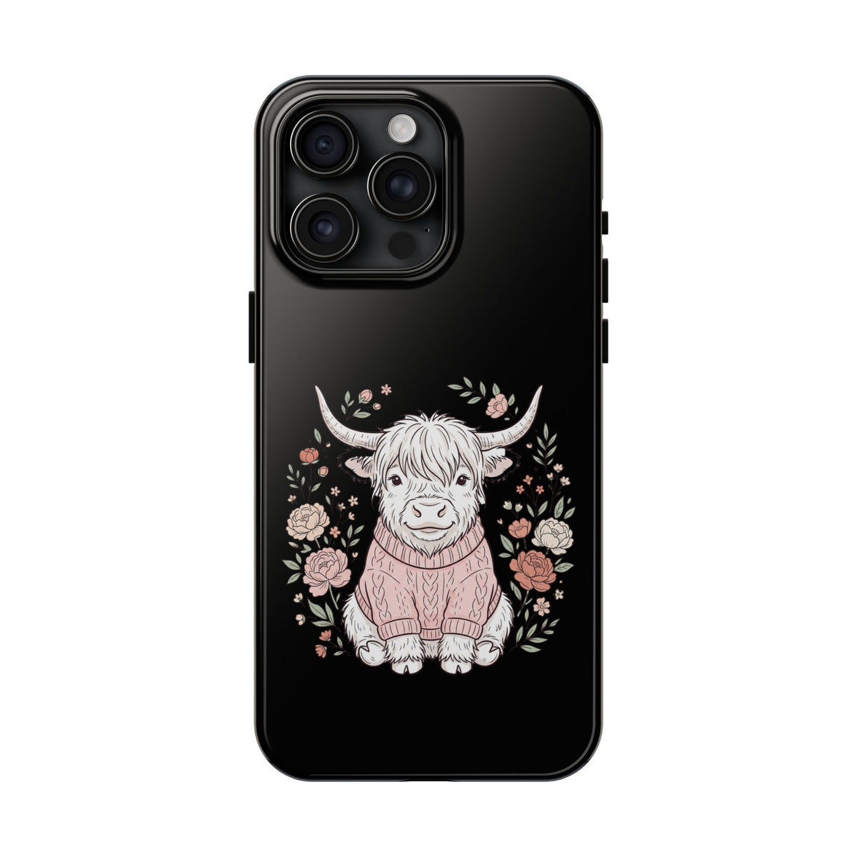 Highland Cow Floral Tough Phone Case