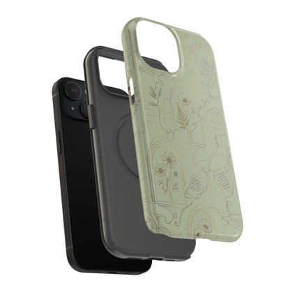 Vintage Botanical Script Design - Impact Resistant Phone Case