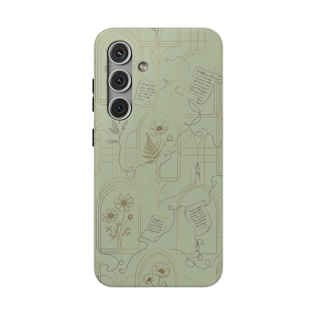 Vintage Botanical Script Design - Impact Resistant Phone Case