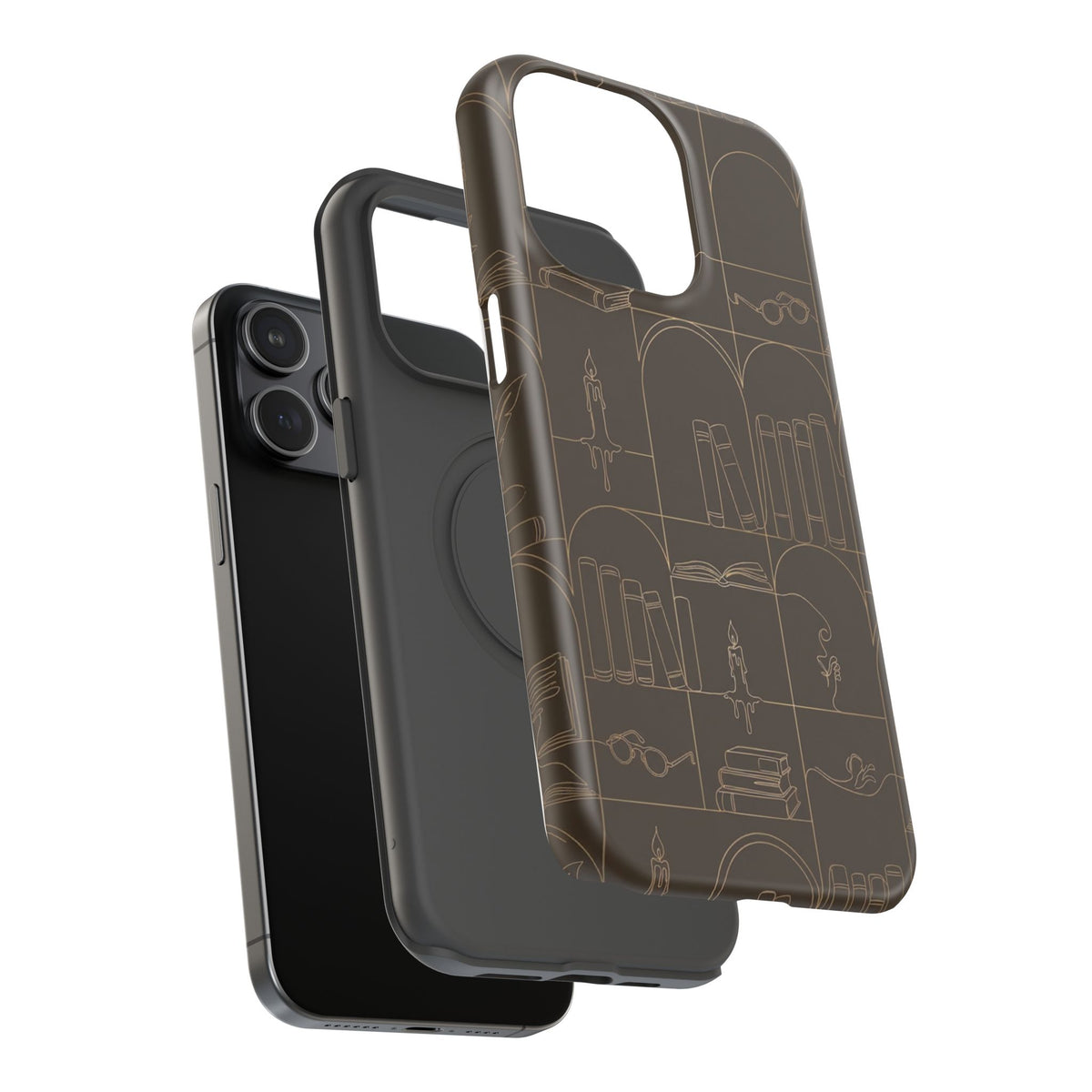 Vintage Library Books & Candle Pattern - Impact-Resistant Phone Case
