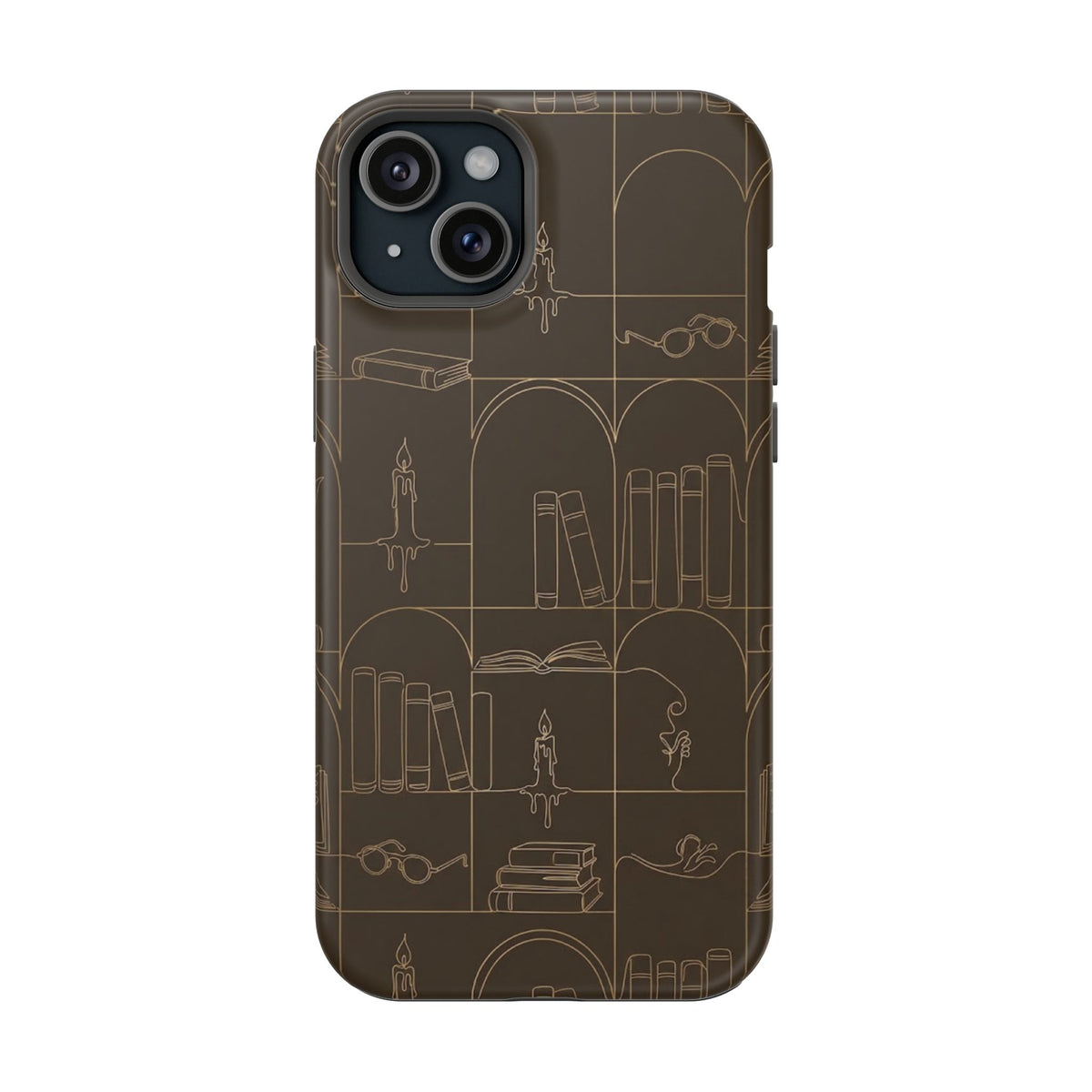 Vintage Library Books & Candle Pattern - Impact-Resistant Phone Case