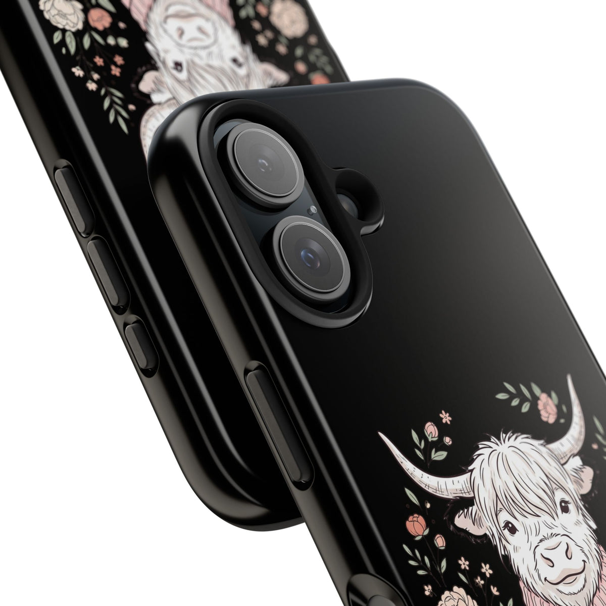 Highland Cow Floral Tough Phone Case